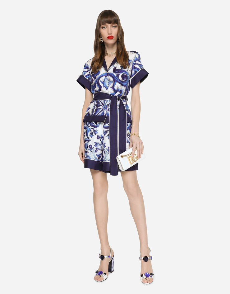 Dolce&Gabbana Пижамные шорты из твила с принтом майолики разноцветный FTAM7THI1BG