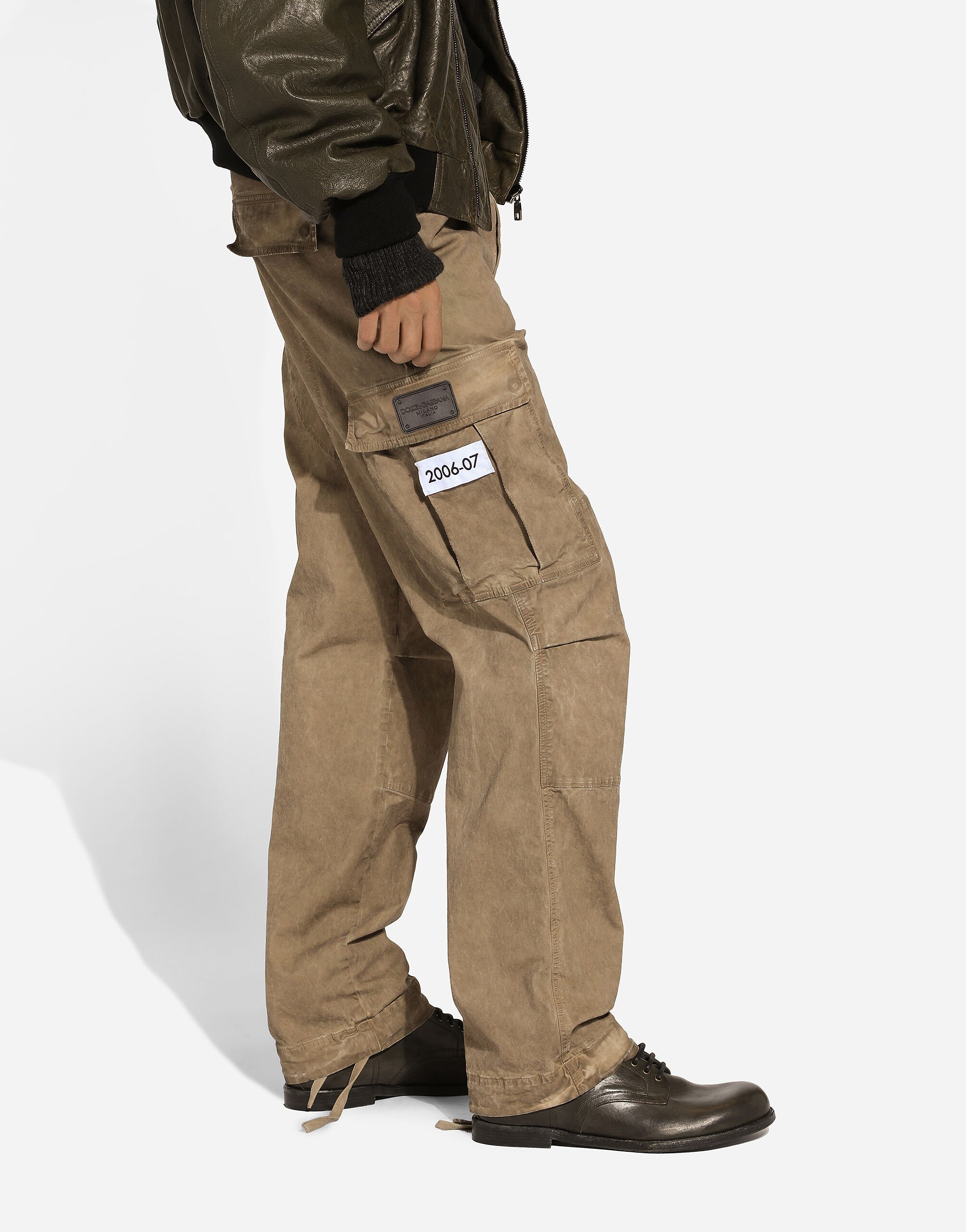 Cotton cargo pants in Beige for Men Dolce Gabbana