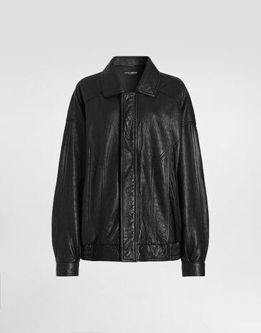 Dolce & Gabbana Single-breasted leather jacket Black F9U59LHUL1L
