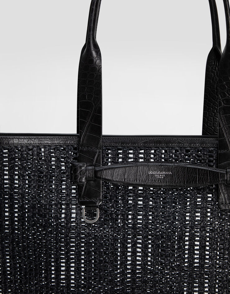 Dolce & Gabbana Bolso shopper de rejilla trenzada y becerro Black BM2453A9O94