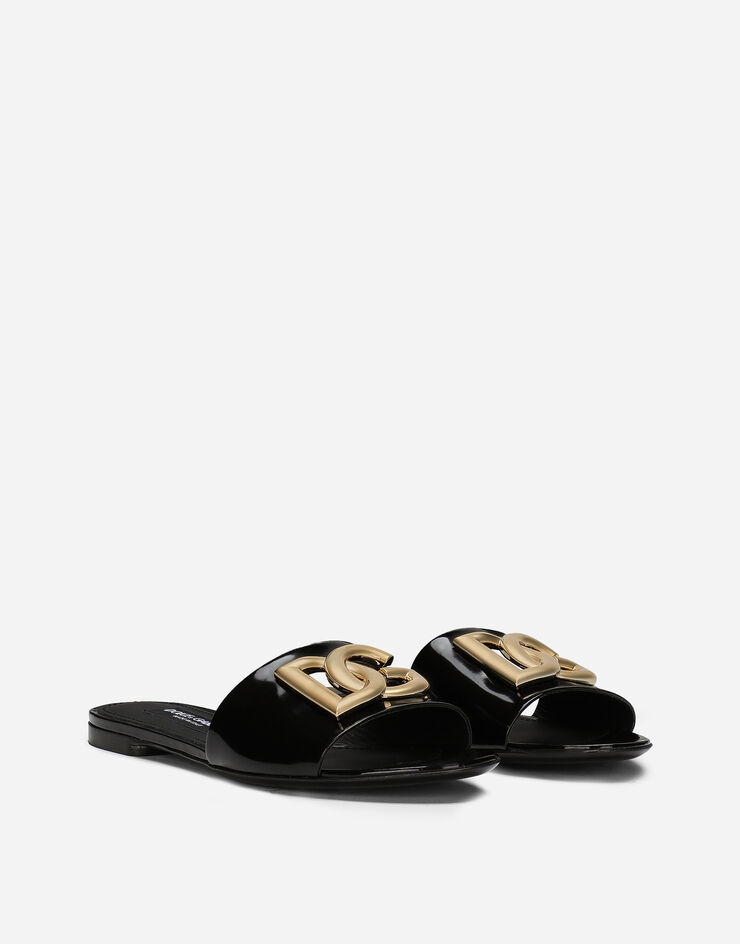 Dolce & Gabbana Polished calfskin sliders Black CQ0592A1037