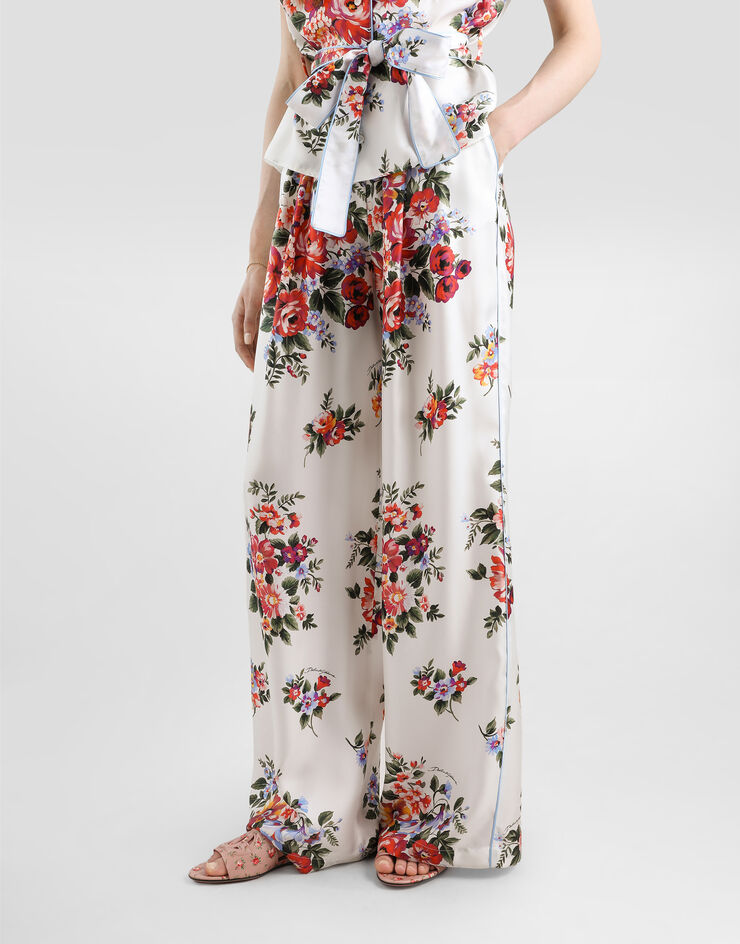 Dolce & Gabbana Flower bouquet-print twill trousers Dolce & Gabbana Flower bouquet-print twill trousers Multicolor FTDBNTIS11I