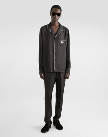 Dolce & Gabbana Silk jogging pants with DG embroidered patch Black GVCRAZGK308