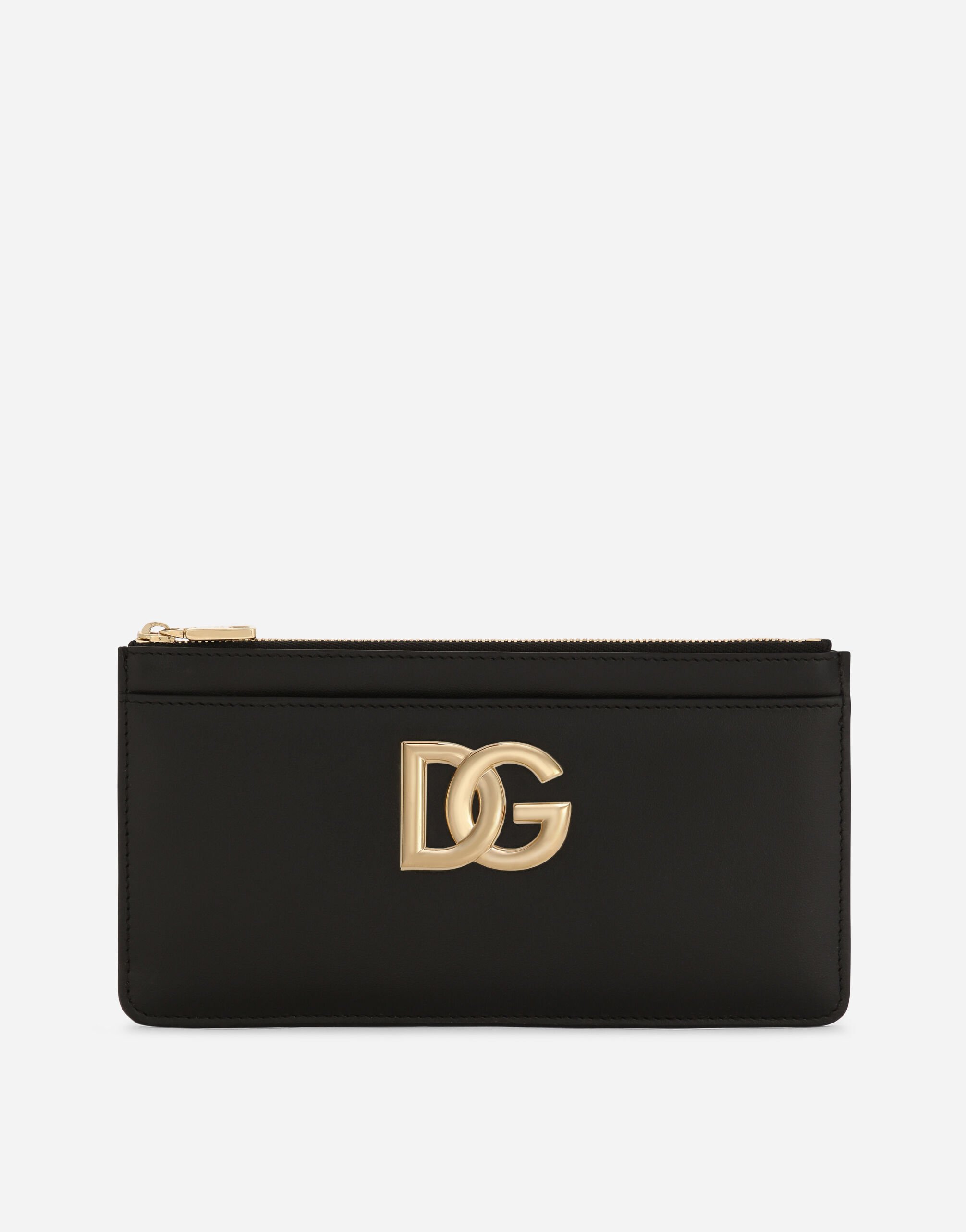 Dolce & Gabbana Großes Kartenetui aus Kalbsleder mit DG-Logo Schwarz BI1261AW576