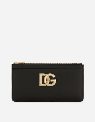 Dolce & Gabbana Tarjetero grande en piel de becerro con logotipo DG Dorado WRQA1GWQC01