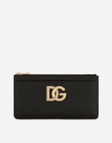 Dolce & Gabbana Porte-cartes grand format en cuir de veau à logo DG Noir BI1261AW576