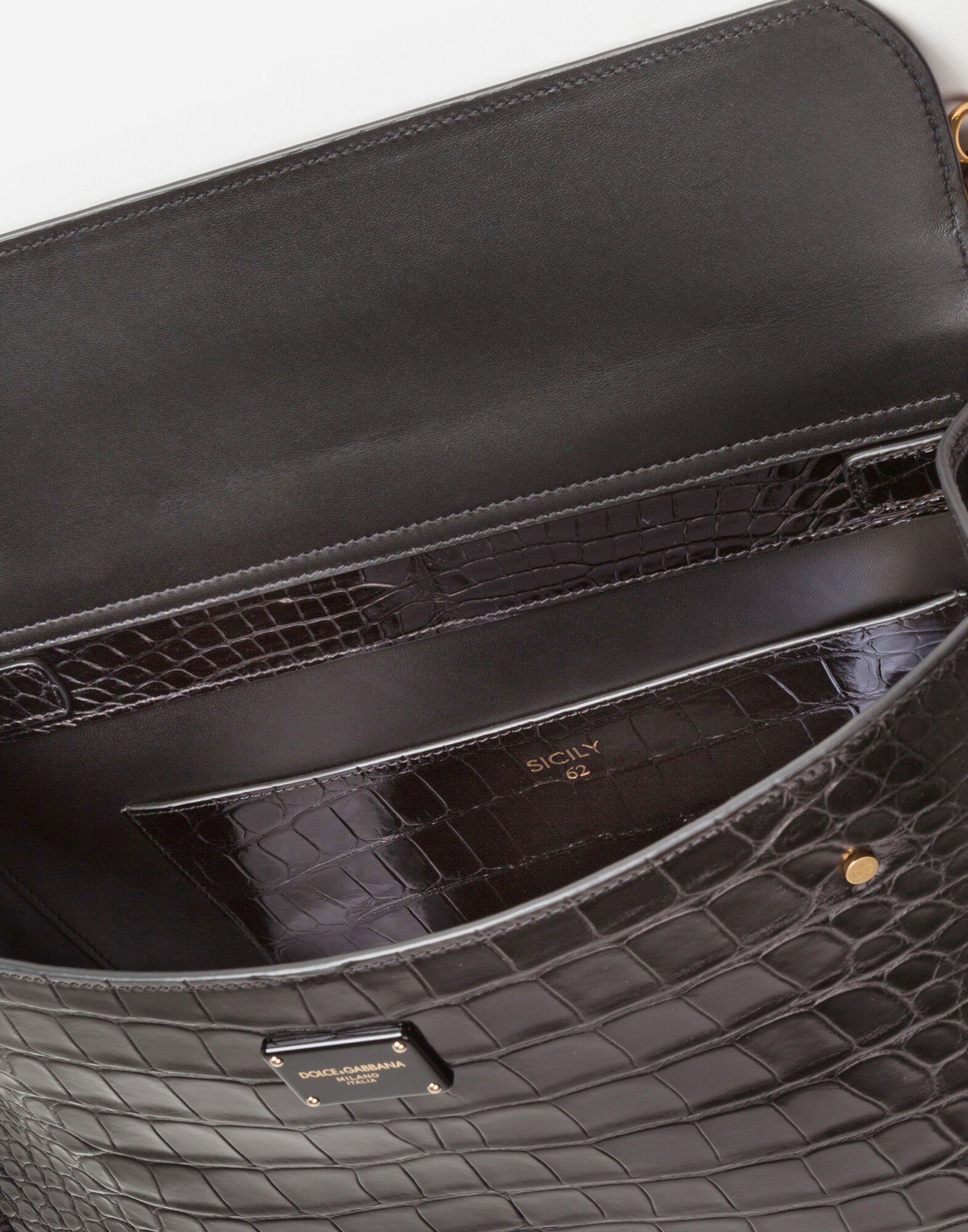 Large alligator skin Sicily 62 bag in Black for Women