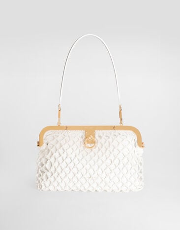 Dolce & Gabbana Amanda handbag in mesh and palmellato calfskin White BB7920A0699