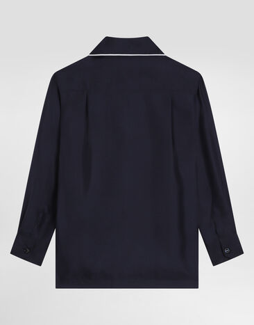 Dolce & Gabbana Twill shirt with DG embroidery Blue L43S72G7P2D