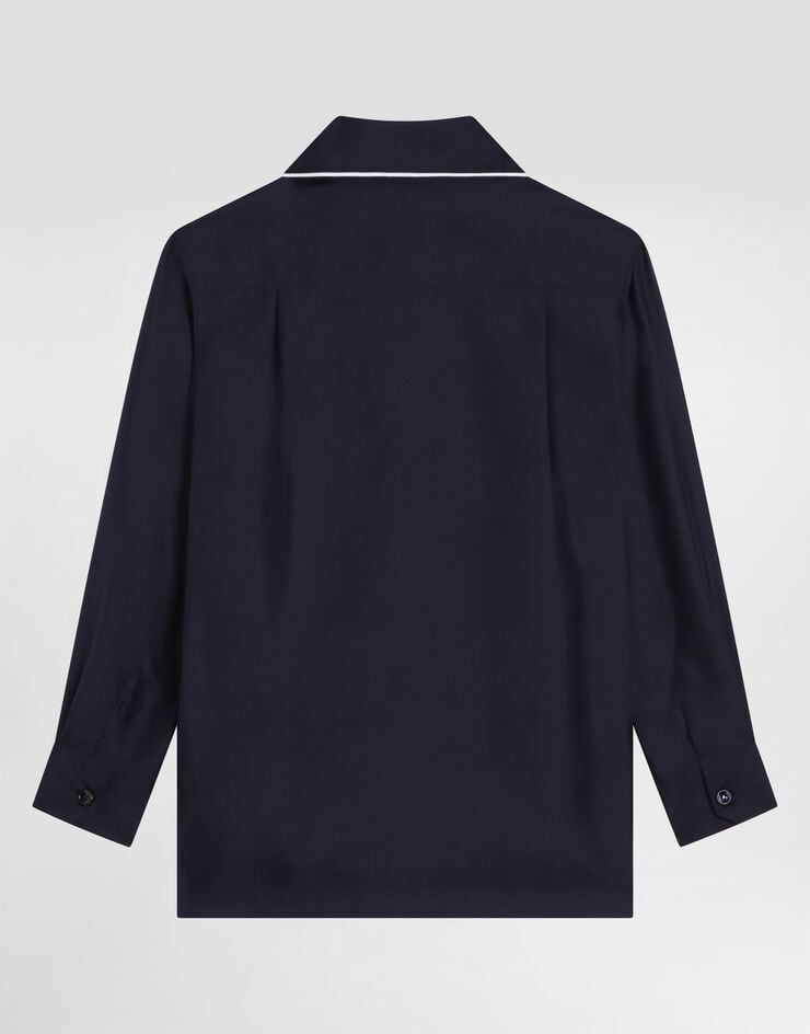 Dolce & Gabbana Twill shirt with DG embroidery Blue L43S72G7P2D