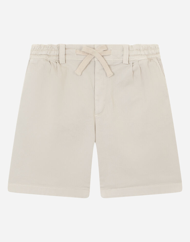 Dolce & Gabbana Garment-dyed drill shorts with drawstring Beige L42Q95LY051
