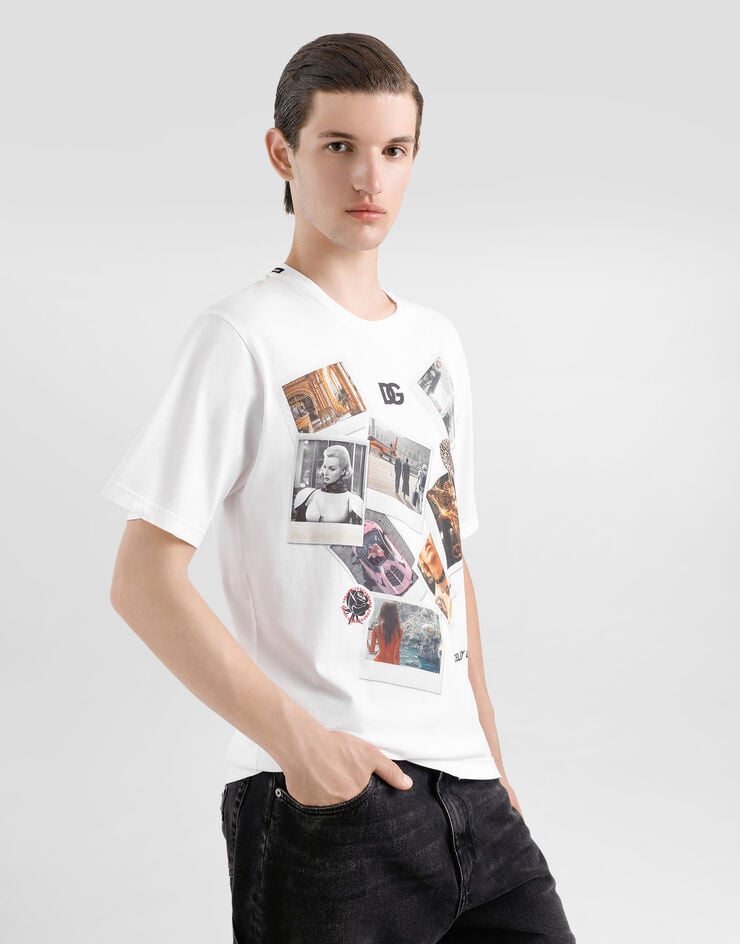 Dolce & Gabbana Cotton T-shirt with postcard print White G8PN9TG7O4R