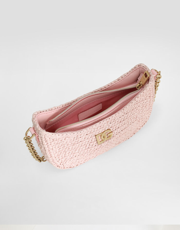 Dolce & Gabbana Borsa DG Girlie Crochet in rafia Rosa EB0262AX321