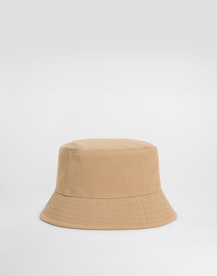 Dolce & Gabbana Canvas bucket hat with branded tag Beige LB5H55G7O3A
