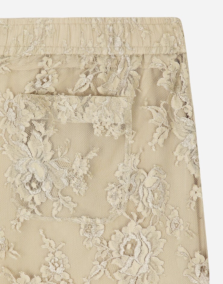 Dolce & Gabbana Pantalon couture en dentelle Galon Beige GP05QTHLM9Y