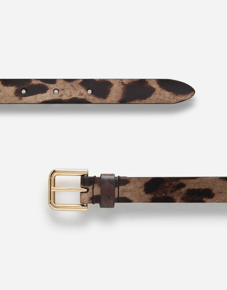 Dolce & Gabbana Calfskin belt with leopard print Multicolor EE0059A6G09