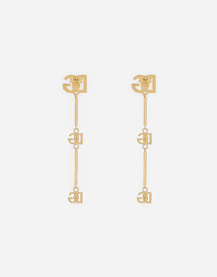Dolce & Gabbana Long earrings with DG logo and rhinestones Gold WEQ2X2W1111