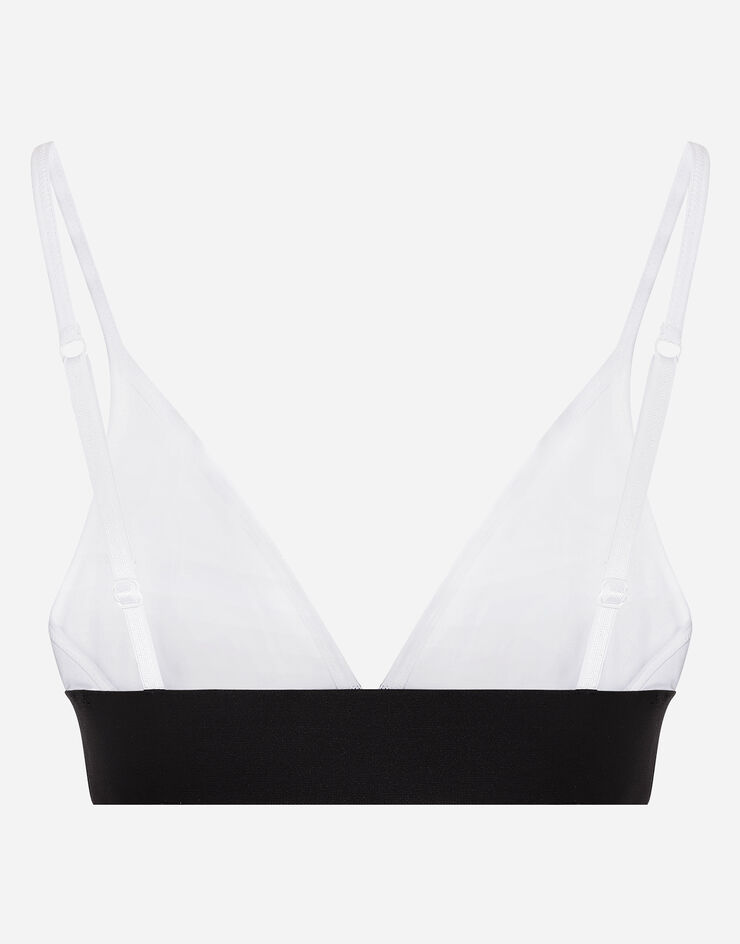 Dolce & Gabbana Sujetador de triángulo en punto con logotipo en el elástico Blanco O1A86TFUEEY