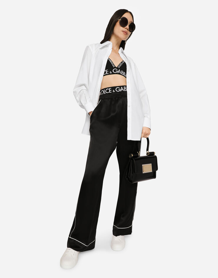 Dolce & Gabbana Satin pajama pants with piping Black FTB0MTFU1AU