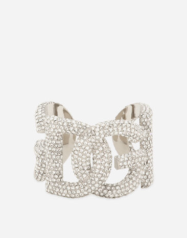 Dolce&Gabbana Rigid rhinestone-detailed bracelet with DG logo Silver WBP8S2W1111