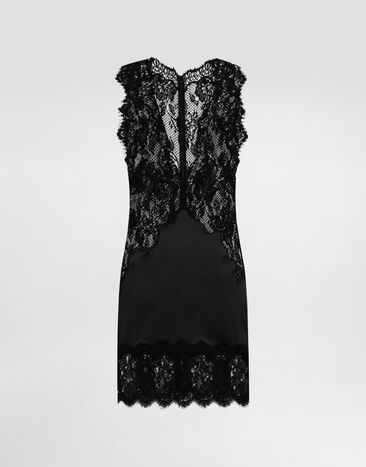 Dolce & Gabbana Short dress with lace Black F60FJTGDDI7