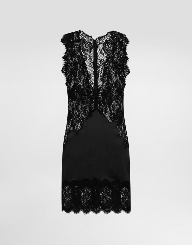 Dolce & Gabbana Short dress with lace Black F60FJTGDDI7
