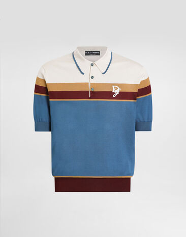 Dolce & Gabbana Poloshirt aus Seide mit Logostickerei Sahne GXZ02ZJBSLE