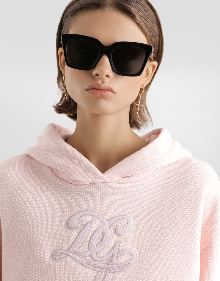 Dolce & Gabbana Hoodie aus Jersey mit Stickerei Dolce & Gabbana Hoodie aus Jersey mit Stickerei Pink F9S47ZGDDMI