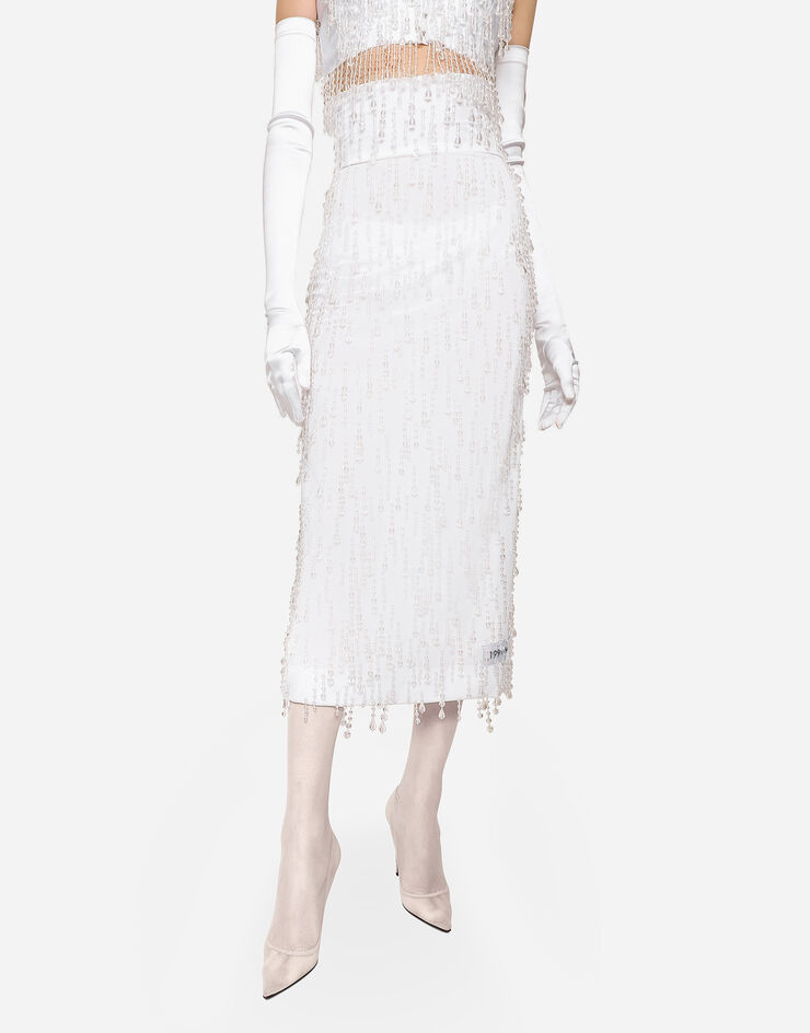 Dolce & Gabbana KIM DOLCE&GABBANA 刺绣装饰弹力网布中长半裙 多色 F4CM3ZGDBNO