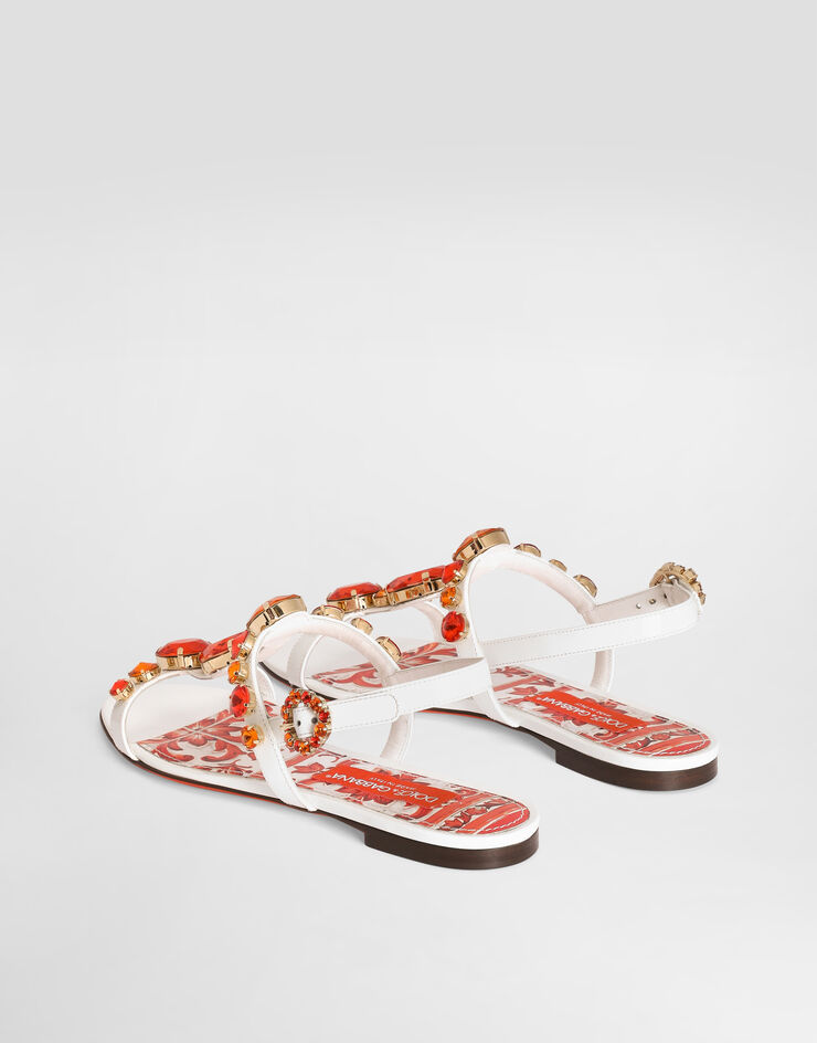Dolce & Gabbana Patent leather sandals with embroidery Multicolor CQ0601AT848