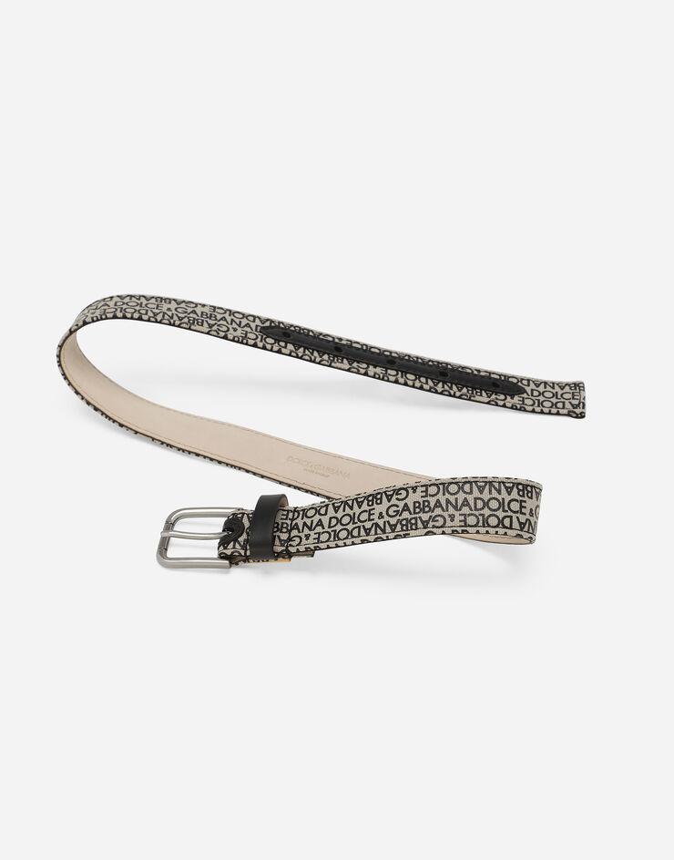 Dolce & Gabbana Canvas belt with Dolce&Gabbana logo print Beige EC0084A4352