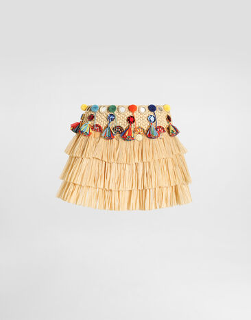 Dolce & Gabbana Raffia miniskirt with applications Dolce & Gabbana Raffia miniskirt with applications Yellow F4DETZGDD0D