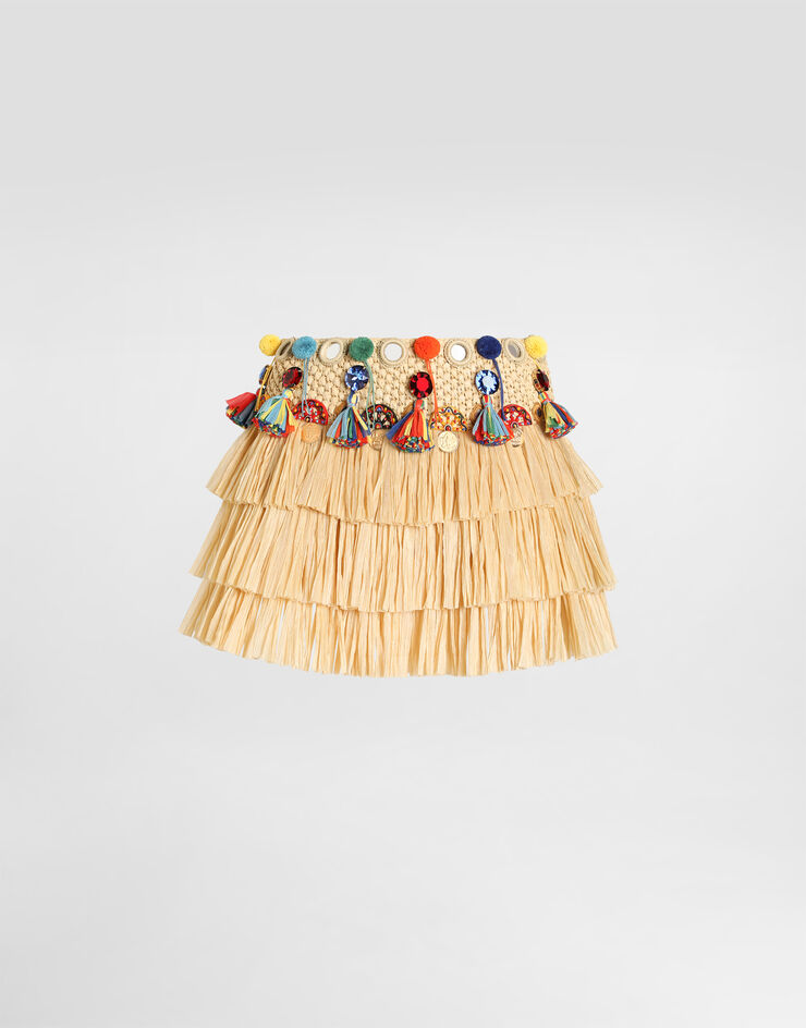 Dolce & Gabbana Raffia miniskirt with applications Dolce & Gabbana Raffia miniskirt with applications Yellow F4DETZGDD0D