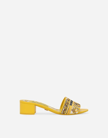 Dolce & Gabbana Mules with majolica embroidery Yellow CR1744AB826