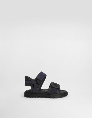 Dolce & Gabbana Split leather sandals with Dolce&Gabbana logo print Blue DL0085A4434