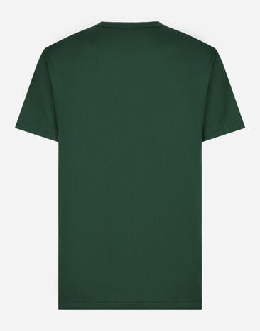 Dolce & Gabbana Baumwoll-T-Shirt mit Logoplakette Mehrfarbig G8PT1TG7F2I