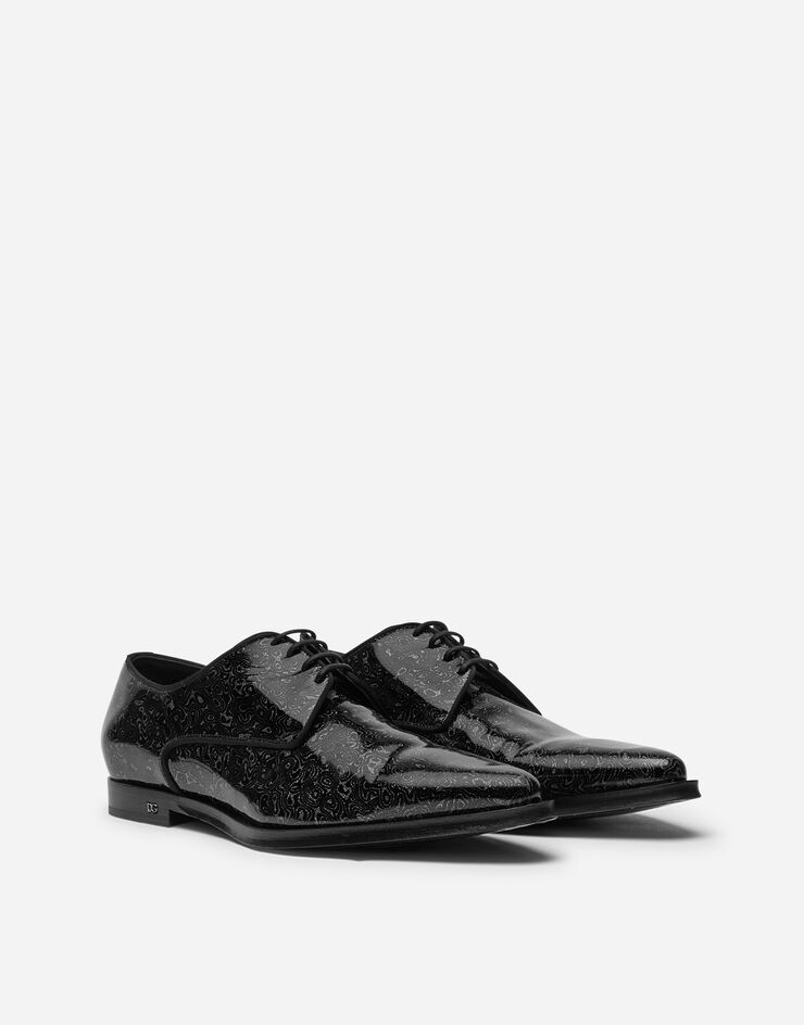 Dolce & Gabbana Derby in drop-style patent leather NEGRO/PLATEADO A10514AJ575
