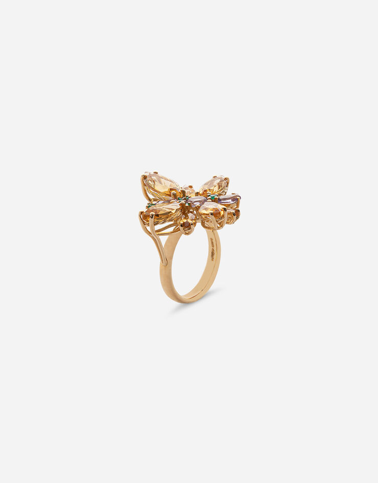 Dolce & Gabbana Spring ring in yellow 18kt gold with citrine butterfly Gold WRJI3GWQC01