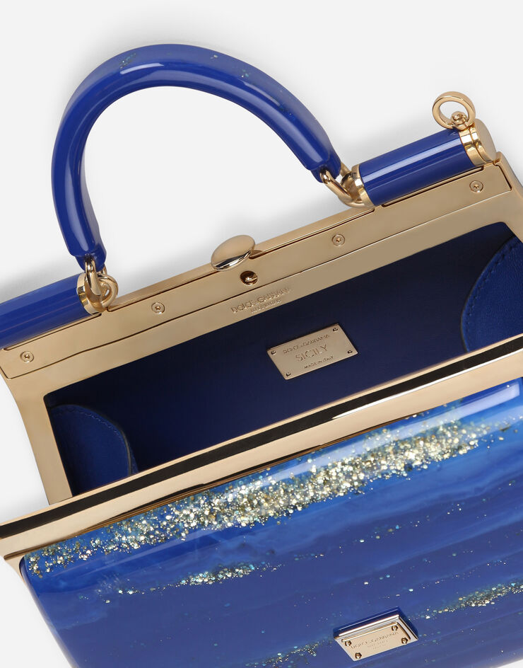 Dolce & Gabbana Sac Sicily box en verre synthétique Bleu BB6680AO593