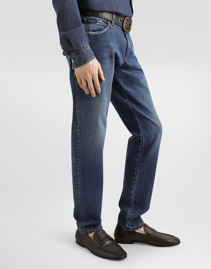 Dolce & Gabbana Vaqueros corte regular de algodón con placa Multicolor GYJCCZG8MU2