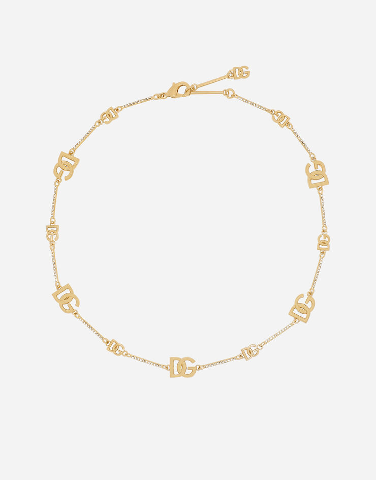 Dolce & Gabbana Collar corto con varios logotipos DG Dorado WNQ2X1W1111