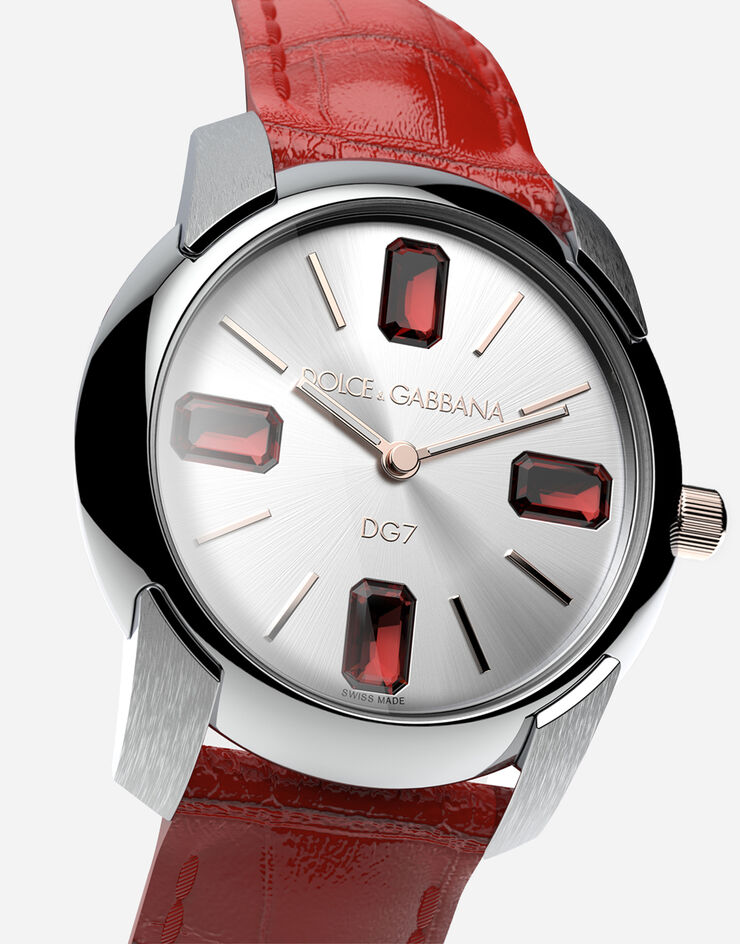 Dolce & Gabbana ساعة بسوار من جلد تمساح أحمر WWRE2SXSD9A