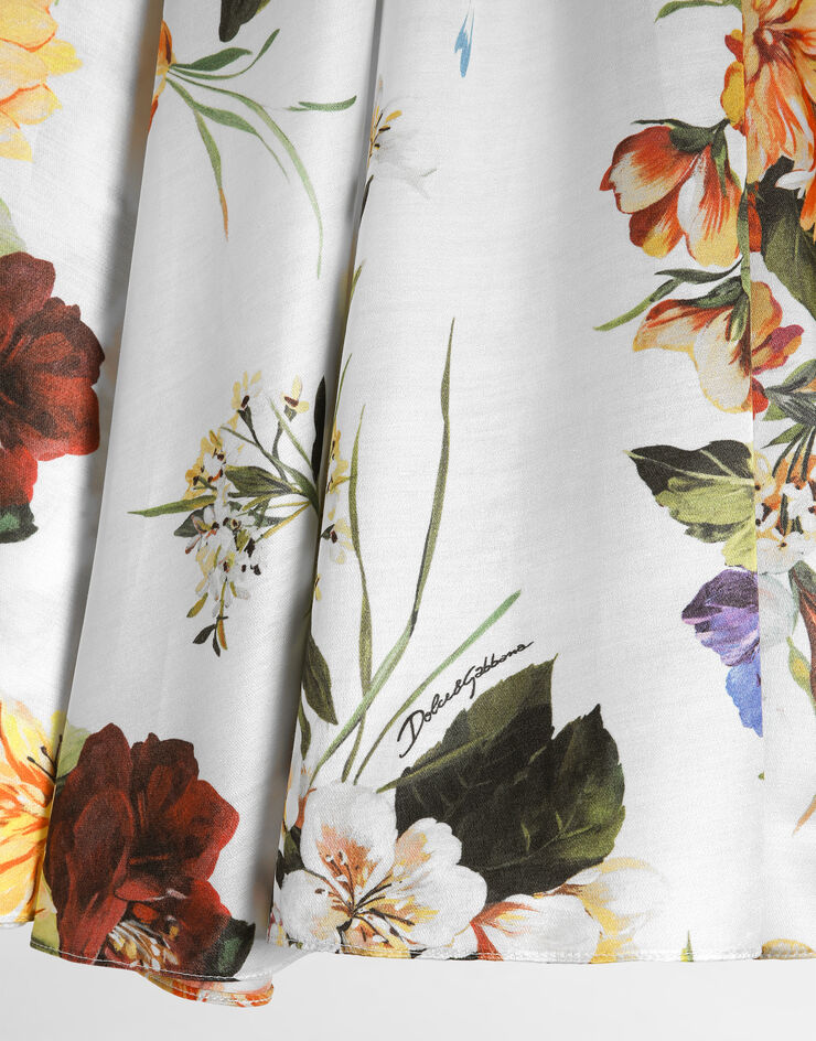 Dolce & Gabbana 花卉印花欧根纱短袖连衣裙 版画 L54DI6FSTBS