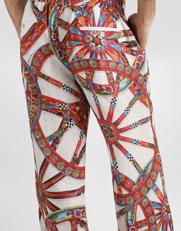 Dolce & Gabbana Carretto-print linen jogging trousers Multicolor GP077TFS4H2