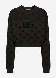Dolce & Gabbana Jersey sweatshirt with flocked DG logo print White F8T00ZGDCBT