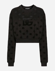 Dolce & Gabbana Sweat-shirt en jersey avec imprimé logo DG floqué Blanc F8T00ZGDCBT