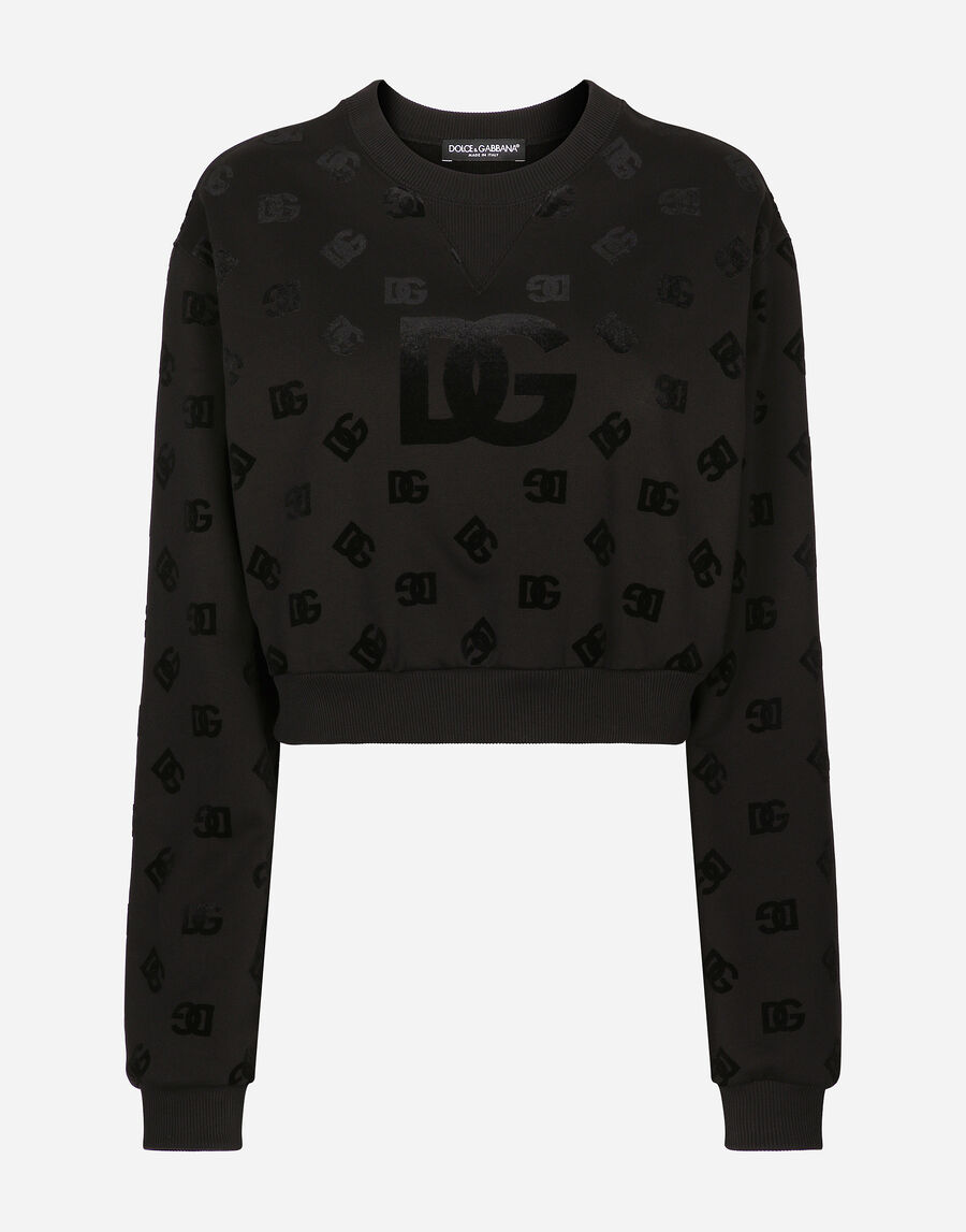 Jersey sweatshirt with flocked DG logo print