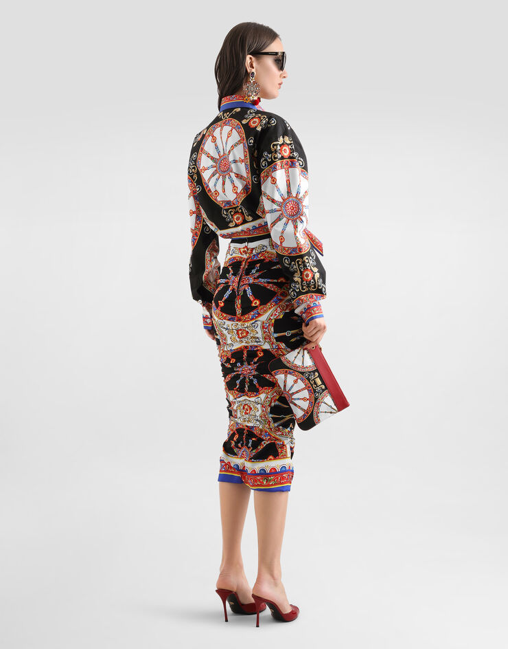 Dolce & Gabbana Carretto-print charmeuse midi skirt Multicolor F4DDQTGDDTA