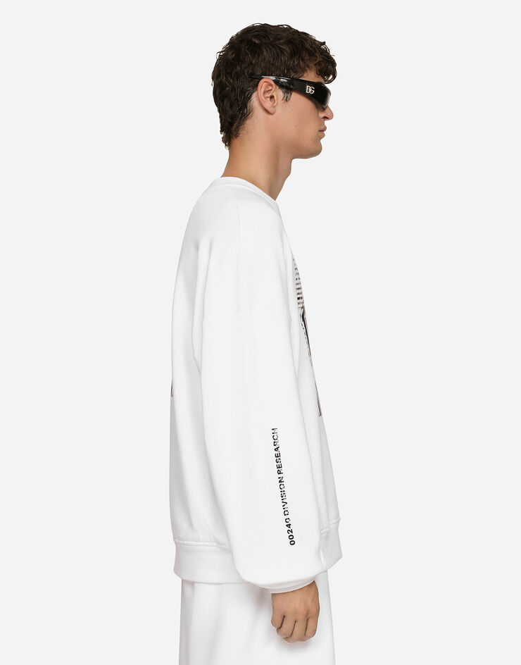 Dolce & Gabbana Sweat-shirt en jersey à imprimé DGVIB3 et logo Blanc G9AQVTG7K3H