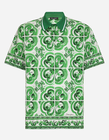 Dolce & Gabbana Cotton polo-shirt with majolica print Print G5IF1THI1SV